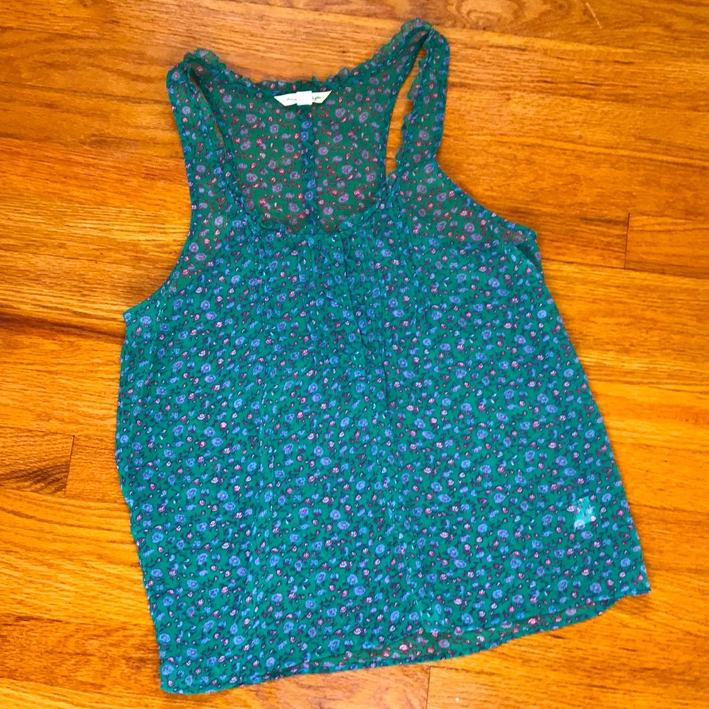 American Eagle Floral Snap Front Top